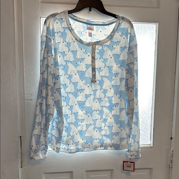 NWT Women’s Wondershop Blue and White Polar Bear Print Sleepwear Top Size 2X - Picture 1 of 5